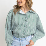Green and White Striped Shirt