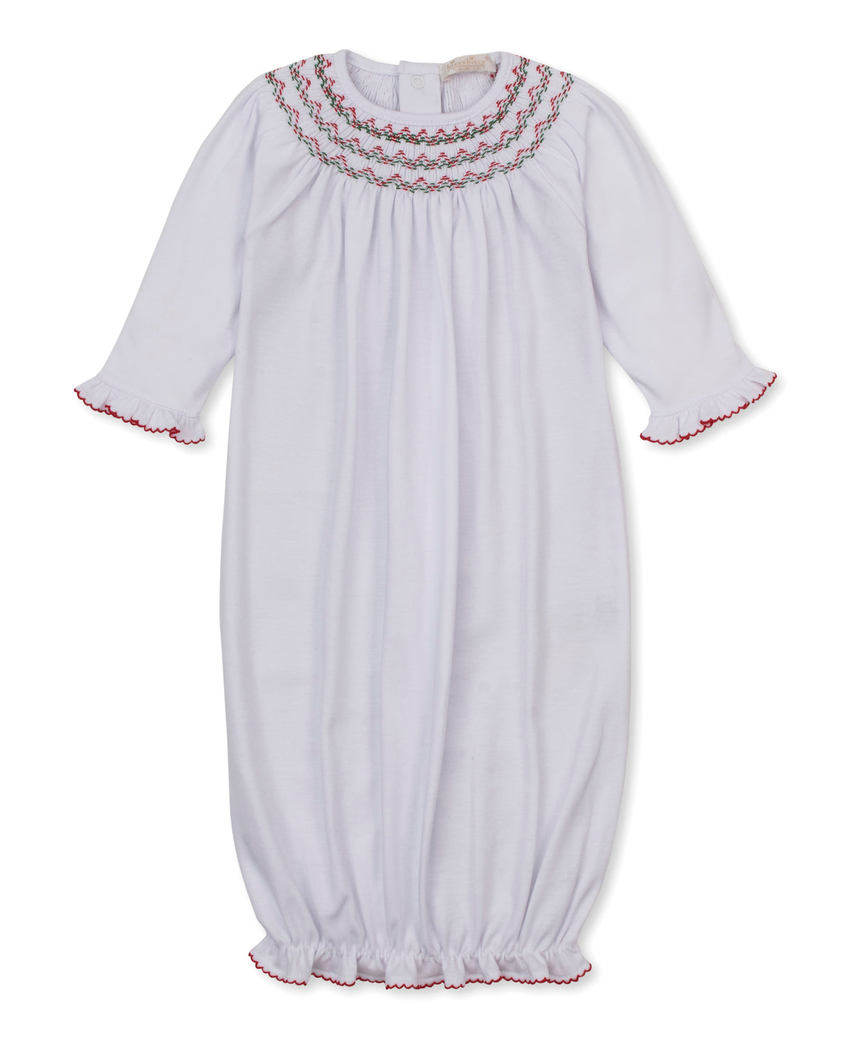 White Gown w/ Red/White/Green Smocked Gown