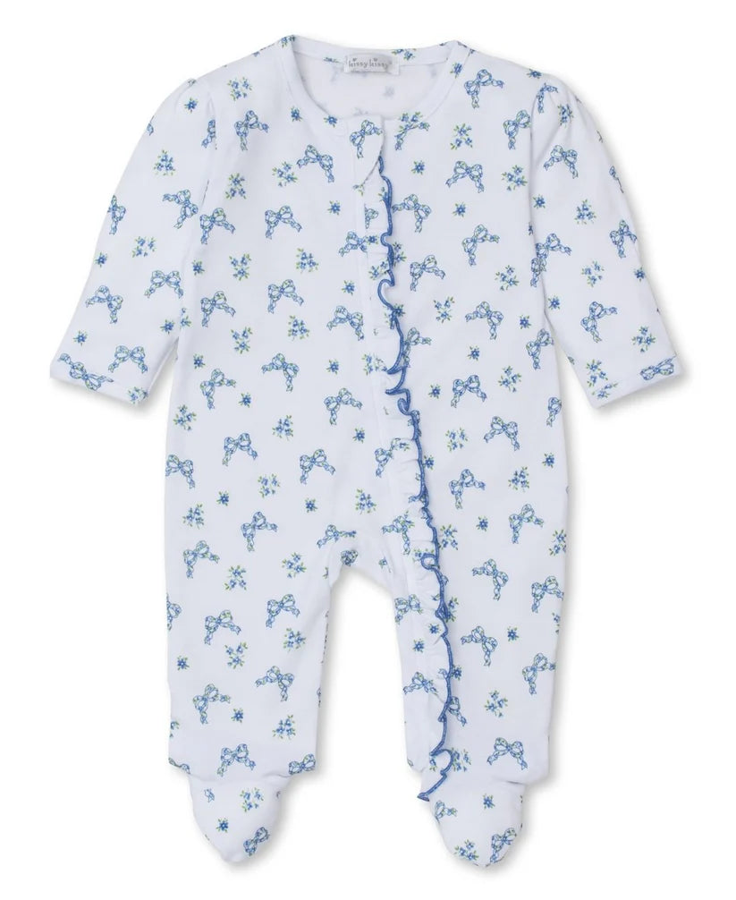 Blue Delicate Blooming Bows Footie w/Zip