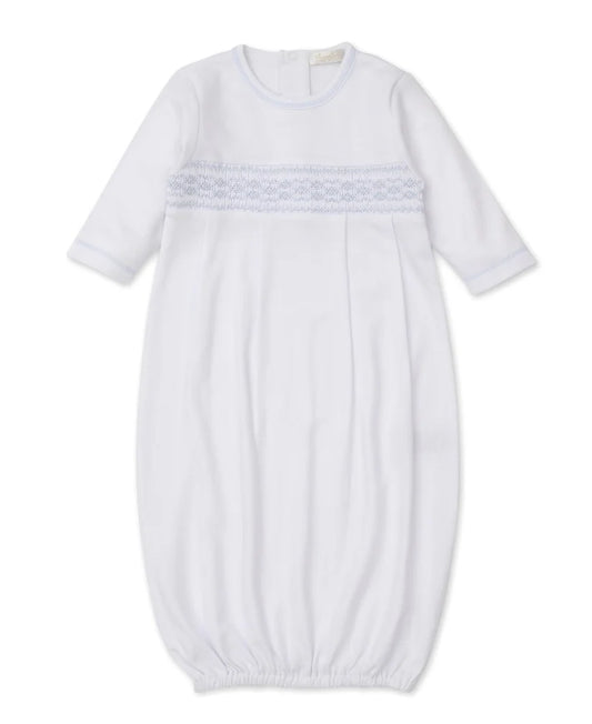 White Gown w/Blue Smocking