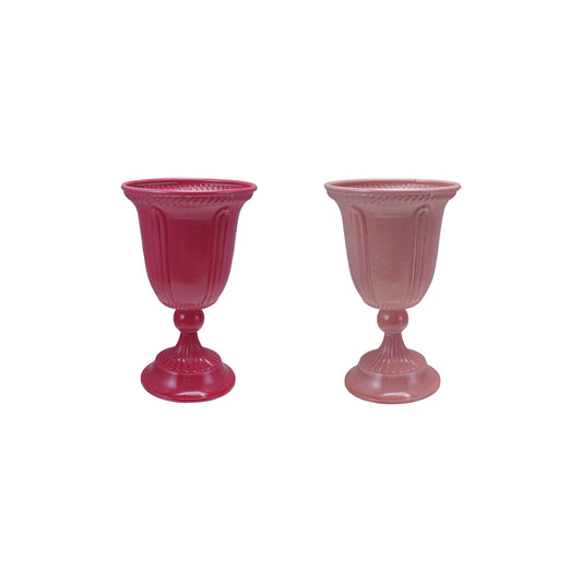 6-1/4" Round x 10-1/4"H Painted Metal Footed Container, 2 Colors